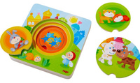 Drewniane puzzle warstwowe Małe zwierzątka 303536-Haba, układanki dla dzieci
