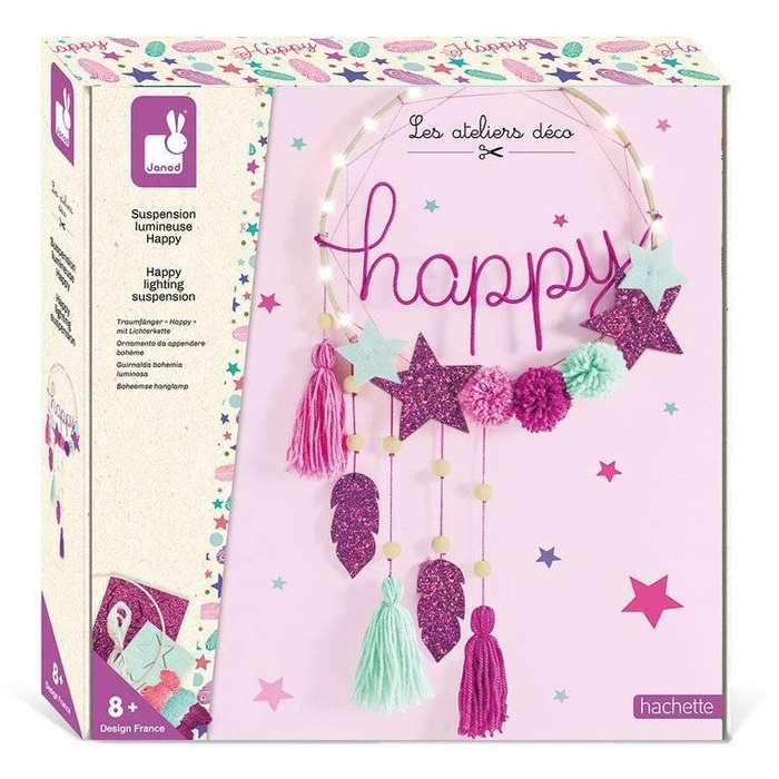 Zestaw kreatywny Łapacz Snów Happy z podświetleniem led J07927-Janod, zabawki kreatywne