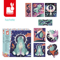 Zestaw kreatywny z farbkami Malowanie kropkami Puentylizm 3D Kosmiczne zwierzęta Janod J09168