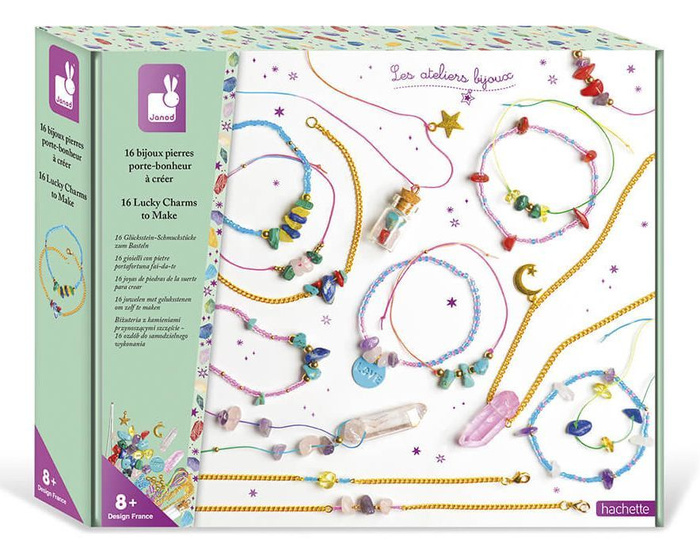 Zestaw kreatywny do tworzenia biżuterii z kamieniami przynoszącymi szczęście Janod J07938