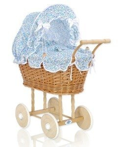 Wiklinowy wózek Brąz i kwiaty 1699532-My Sweet Baby, zabawki dla dziewczynek