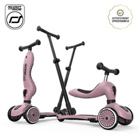 Zestaw SCOOTANDRIDE Kask + Highwaykick1 Push and Go 2w1 jeździk i hulajnoga z rączką do prowadzenia Wildberry