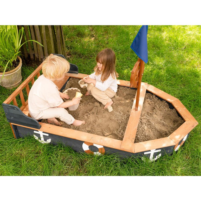 Drewniana Piaskownica Doris Boat AXI A031.045.00 Statek dla dzieci ze schowkiem pokrowcem i kołem sterowym