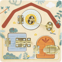 Drewniana tablica edukacyjna zatrzaski i zamki Safari Small Foot 12460