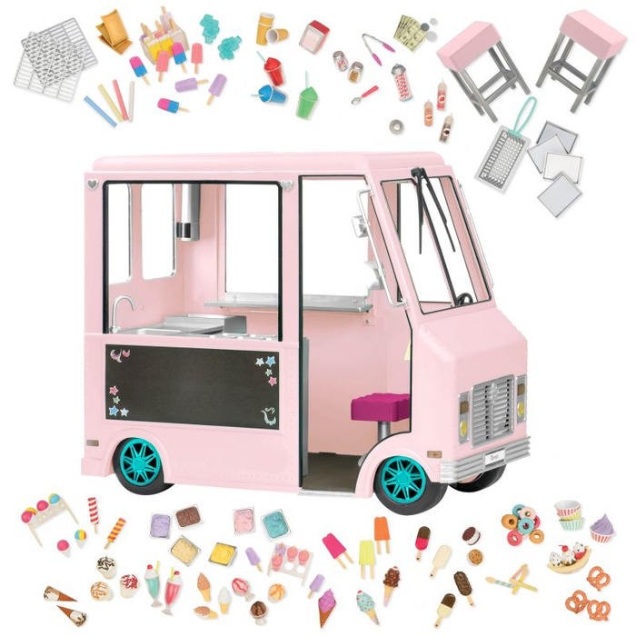 Lodziarnia na kółkach Różowy samochód dla lalek Sweet stop ice cream truck Our Generation BD37363Z