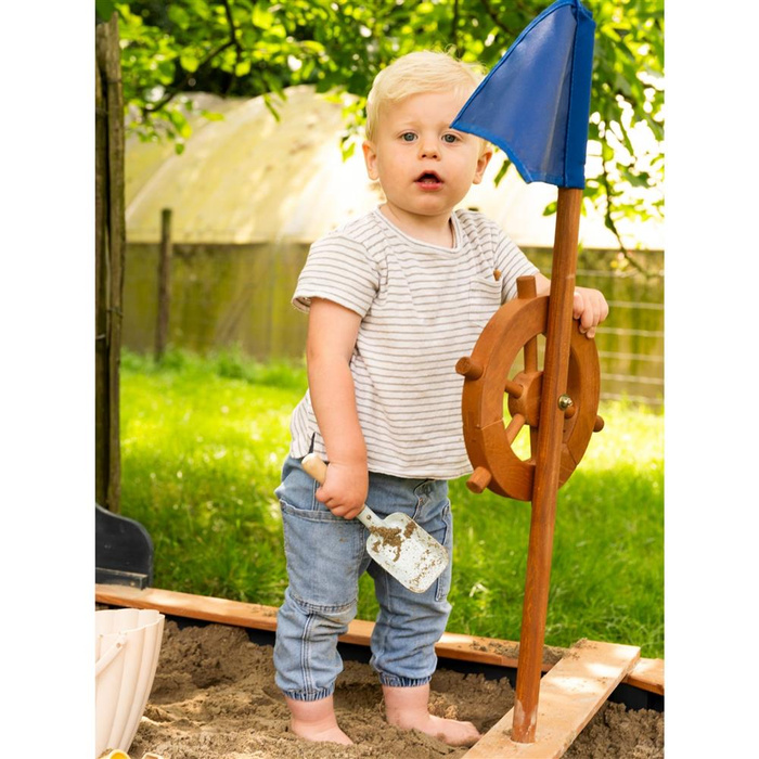 Drewniana Piaskownica Doris Boat AXI A031.045.00 Statek dla dzieci ze schowkiem pokrowcem i kołem sterowym