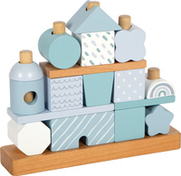 Klocki dla dzieci układanka na drewnianych palikach Niebieski domek Small Foot 12714 