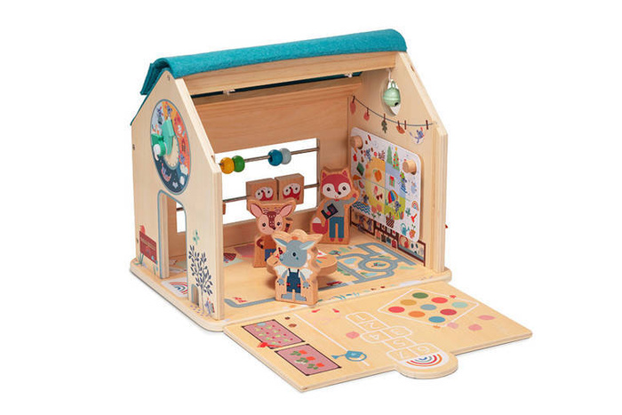 Drewniana wielofunkcyjna rozkładana Szkoła z 3 figurkami i akcesoriami 83422 Lilliputiens