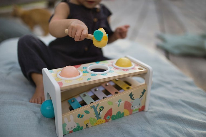 Drewniane cymbałki z kulodromem Pure, Janod J05155