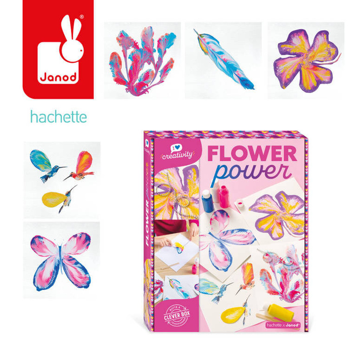 Artystyczny zestaw kreatywny 5 projektów Malowanie łańcuszkiem Pouring painting Kwiaty I love creativity Janod J07738