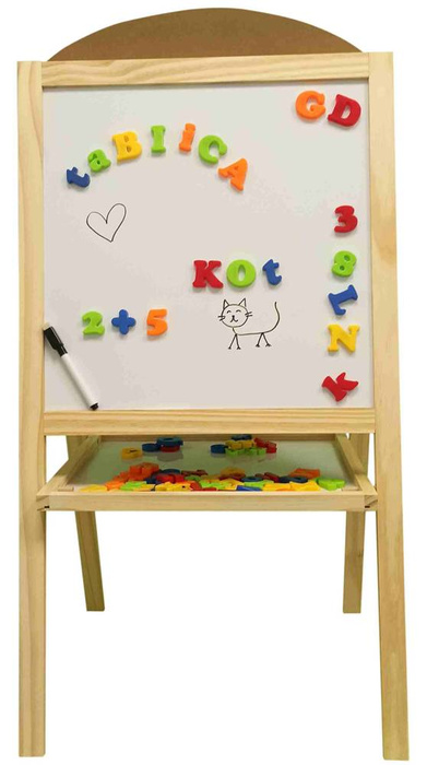 Magnetyczna tablica dla dziecka, dwustronna, litery, cyfry i zegar - tablice do pisania