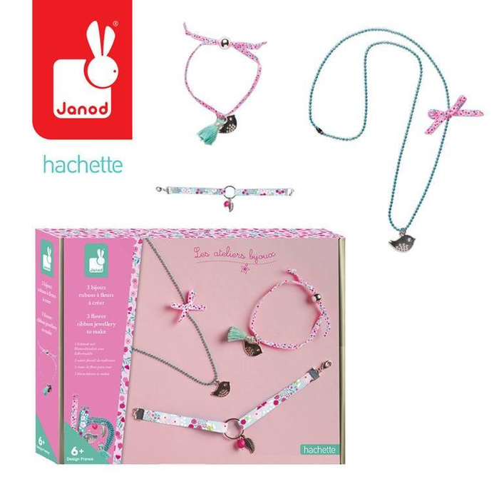 Zestaw kreatywny do tworzenia biżuterii Wstążeczki J07928-Janod, biżuteria dla dzieci