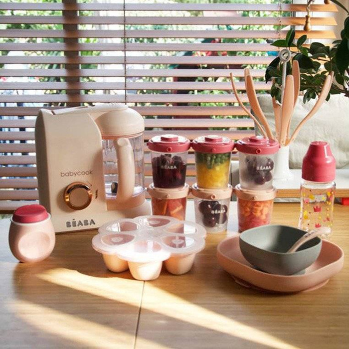 Beaba Komplet naczyń z silikonu pink 913429- Beaba, naczynia dla niemowląt