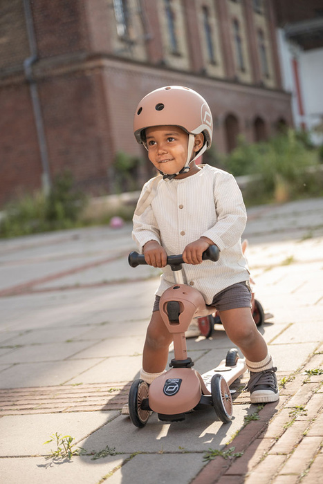 SCOOTANDRIDE Highwaykick 1 Push and Go 2w1 Jeździk i hulajnoga z rączką do prowadzenia 1-5 lat Mocha