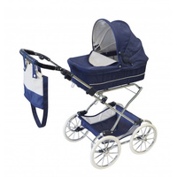 Duży wózek dla lalek Doll Pram Deluxe Granatowy z regulowaną rączką Astrup 84138