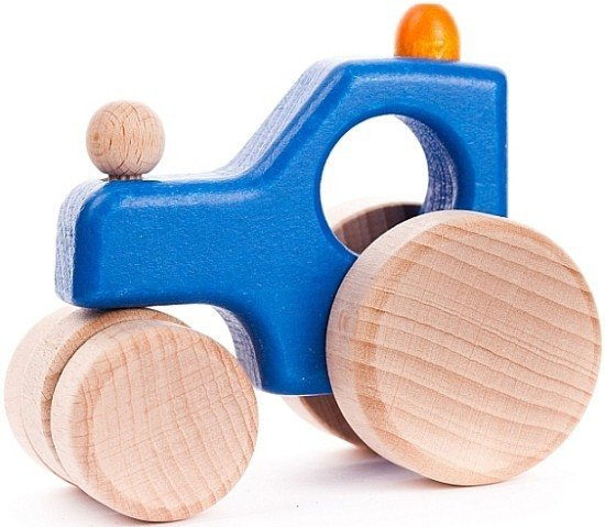 Drewniany samochód z ruchomym elementem "Walec parowy", 41610-BAJO - samochody zabawki