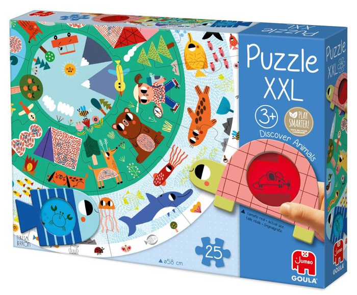 Puzzle dla dzieci okrągłe XXL Odkryj zwierzęta Goula 53177