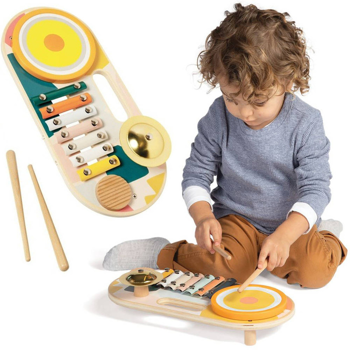 Zestaw muzyczny dla dzieci z drewna Beats to Go 159120-Manhattan Toy, instrumenty dla dzieci