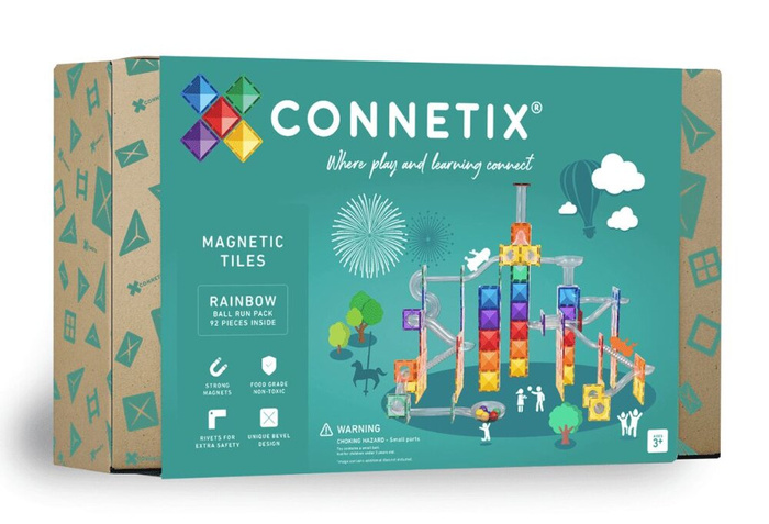 Kulodrom klocki magnetyczne Rainbow Ball Run Pack 92 el. Connetix 00092-BR