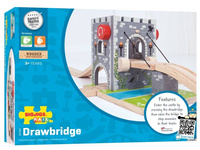 Dodatek do kolejki Zamkowy most zwodzony BJT267-Bigjigs Rail, kolejka drewniana