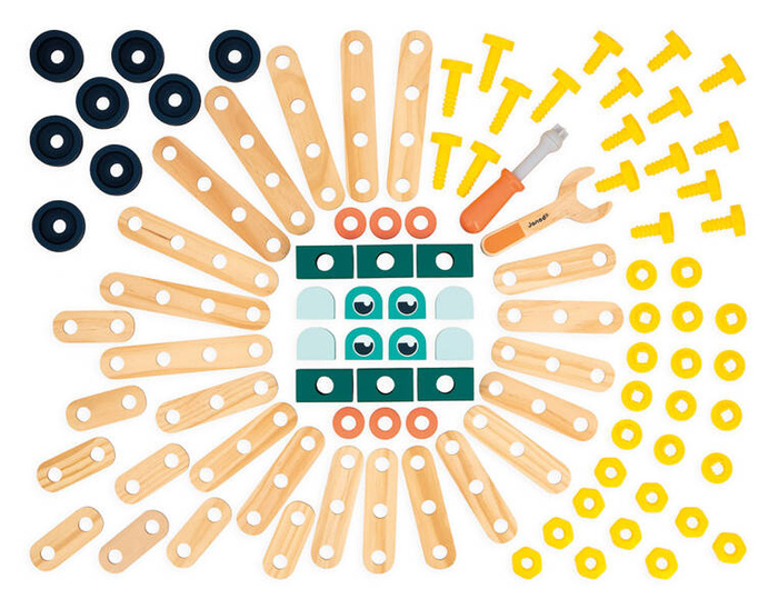 Zestaw konstruktora 100 elementów z drewna Brico'kids J06454 Janod