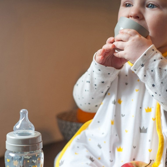 Butelka szklana szerokootworowa 240 ml Yellow / Grey Crown 911653-Beaba