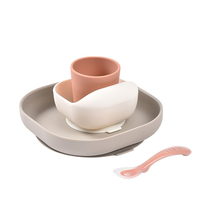 Silikonowe naczynia dla dzieci Zestaw z przyssawką Terracotta Beaba 913591