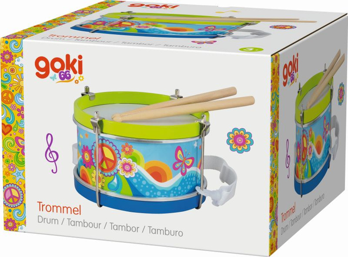 Bębenek dla dzieci kwiecista łąka Goki 61848 zabawki muzyczne