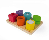 Układanka drewniana Puzzle sensoryczne Kształty i dźwięki, J05332-Janod, zabawki edukacyjne