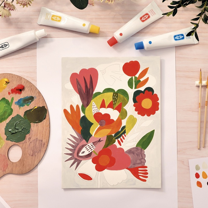 Zestaw artystyczny dla dorosłych Ryby i ptaki na tle kwiatów AGA Atelier 23 Djeco GA10023