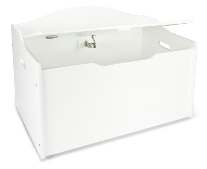 Drewniana skrzynia na zabawki i ławka XL White 2w1