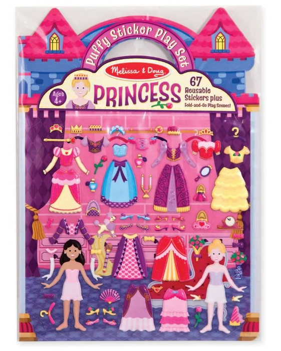 Książeczka z naklejkami wielokrotnego użytku Księżniczki 19100-Melissa & Doug, naklejki dla dzieci
