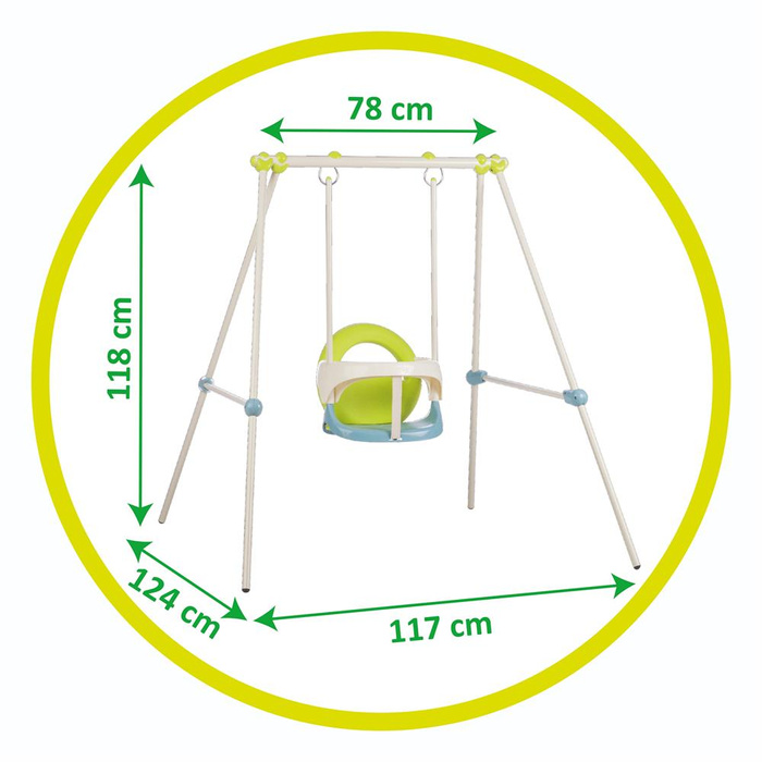 Metalowa Huśtawka ogrodowa Smoby 830304 z wygodnym siedziskiem i obręczą dla niemowląt