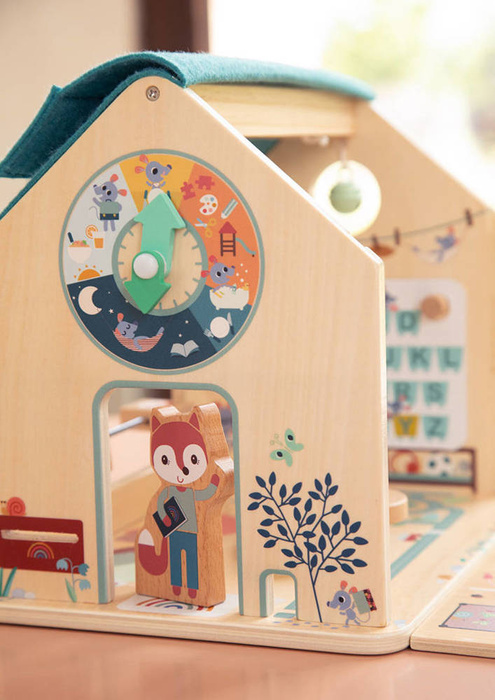 Drewniana wielofunkcyjna rozkładana Szkoła z 3 figurkami i akcesoriami 83422 Lilliputiens