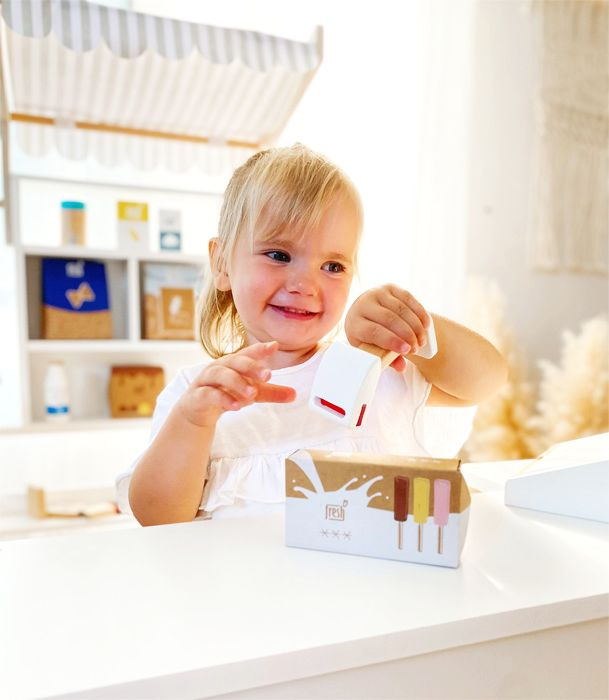 Drewniany sklep supermarket dla dzieci z markizą Fresh Small Foot 12328