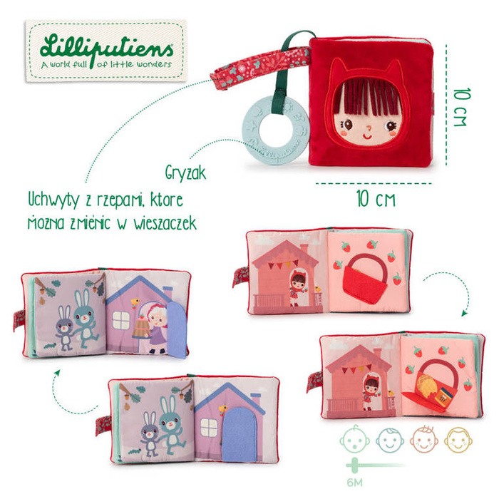 Miękka książeczka aktywizująca z mini gryzakiem Czerwony Kapturek 83495 LILLIPUTIENS