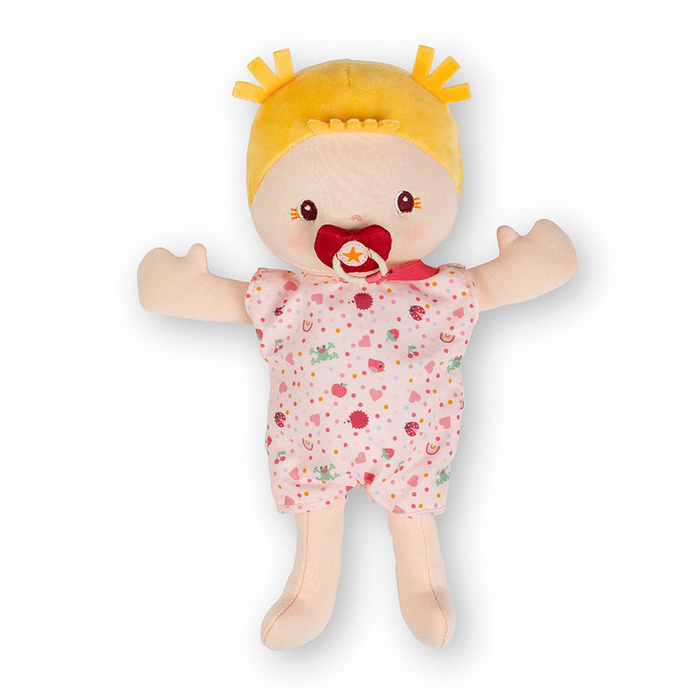 Lalka Dzidziuś Lena w foteliku rowerowym Lilliputiens 83633 z kamizelką i kaskiem na wycieczki i do przytulania