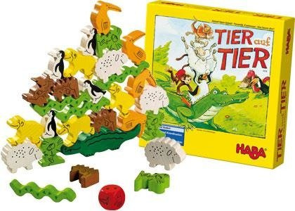 Zręcznościowa gra dla dzieci Zwierzak na zwierzaku HB3678-Haba, zabawki drewniane