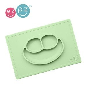EZPZ Silikonowy talerzyk z podkładką 2w1 Happy Mat pastelowa zieleń EUHMS001- EZPZ, naczynia dla dzieci