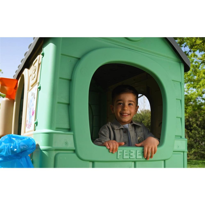 Domek ogrodowy Recycle Eco FEBER FEH26000 z segregacją odpadów Zielona Energia do kreatywnej zabawy dla dzieci