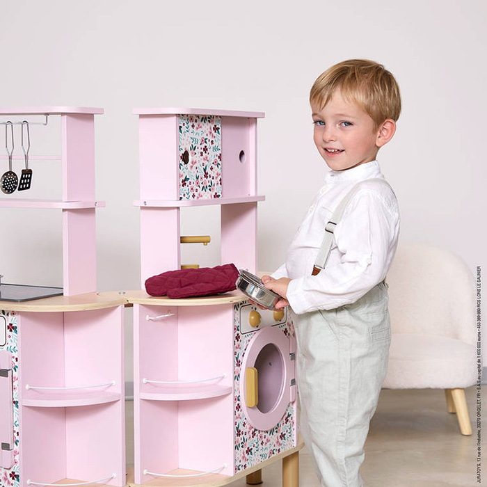 Dwustronna drewniana kuchnia Twist z 8 akcesoriami Janod J06616