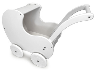 Głęboki wózek z drewna dla lalki zabawka dla dziewczynek pudrowy róż