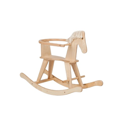Drewniany koń na biegunach Maurycy, zabawka dla kilkulatka