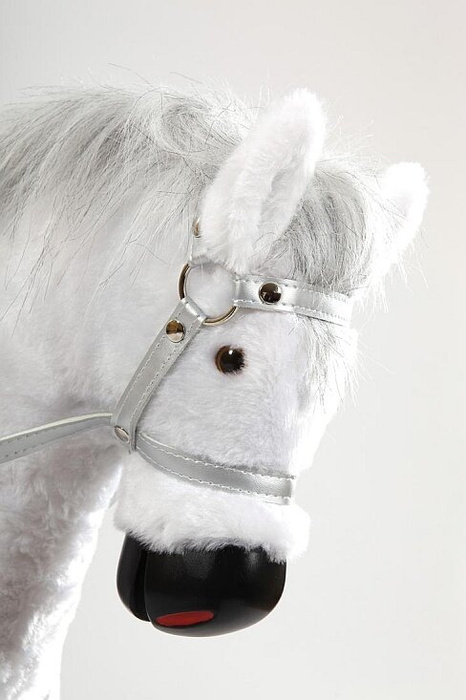 Bardzo duży biały koń na biegunach, zabawki dla dzieci na biegunach