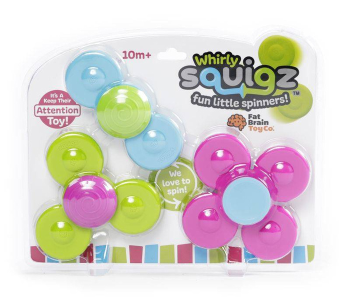 Wirujące spinnery Whirly Squigz na przyssawki FA210-1 Fat Brain Toy, zabawki dla niemowląt