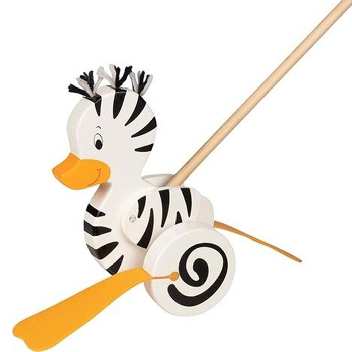 Drewniany pchacz dla dzieci Kaczor Zeberka 54959- Goki, zabawki drewniane