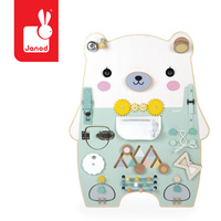 Duża drewniana tablica manipulacyjna 20 aktywności Miś Pure Janod J05162