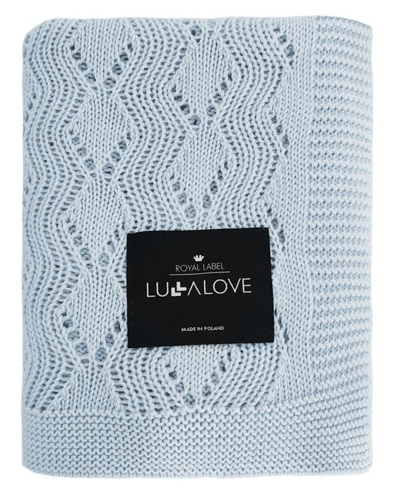 Kocyk ażurowy zygzak błękitny obłok LL7323-Lullalove, kocyki dla dzieci