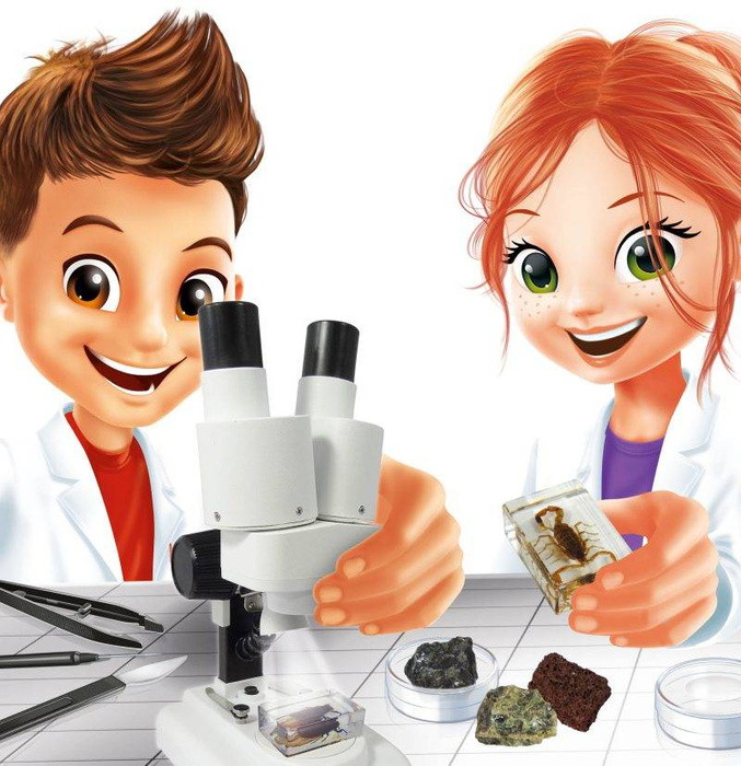 Nauka i zabawa dla dzieci Mikroskop dwuokularowy 40 doświadczeń MR500 Buki