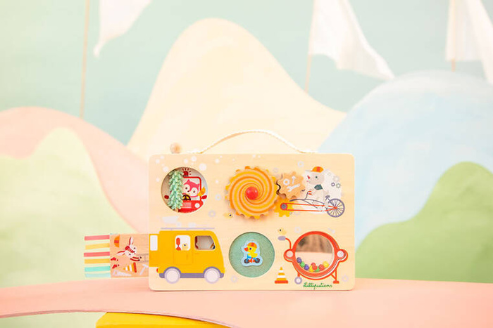 Drewniana tablica manipulacyjna walizka Pojazdy Lilliputiens 83509